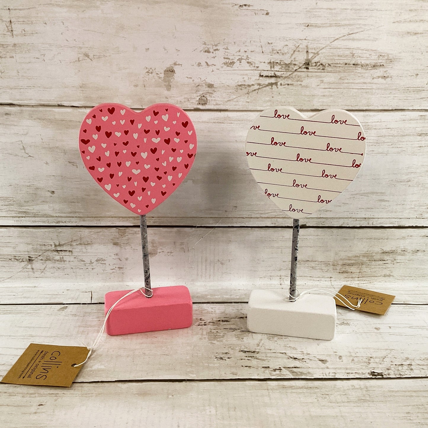 CP Valentines Decor - Red White Love Block Heart Tier Tray Decor 2pc Set