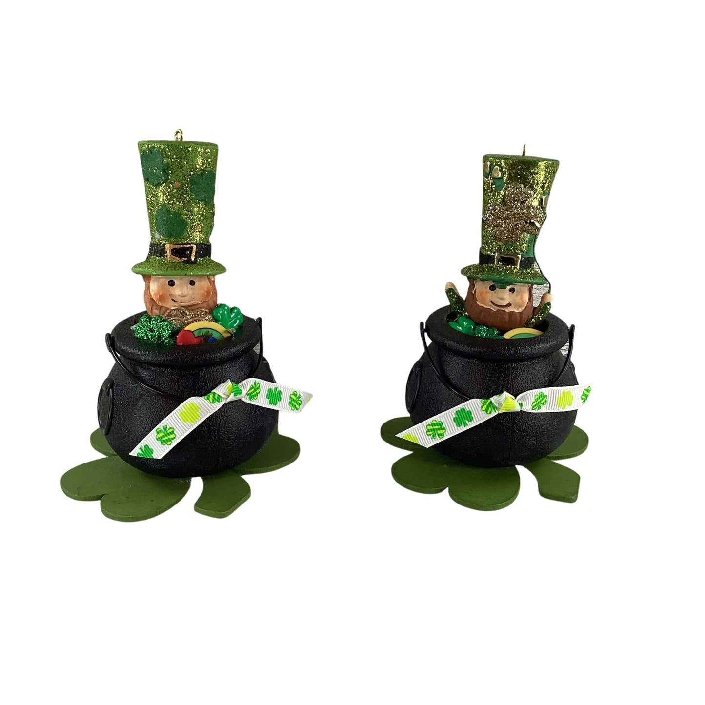 AGD St Patrick's Decor - Small Leprechaun Black Pot Of Gold Display 2pc