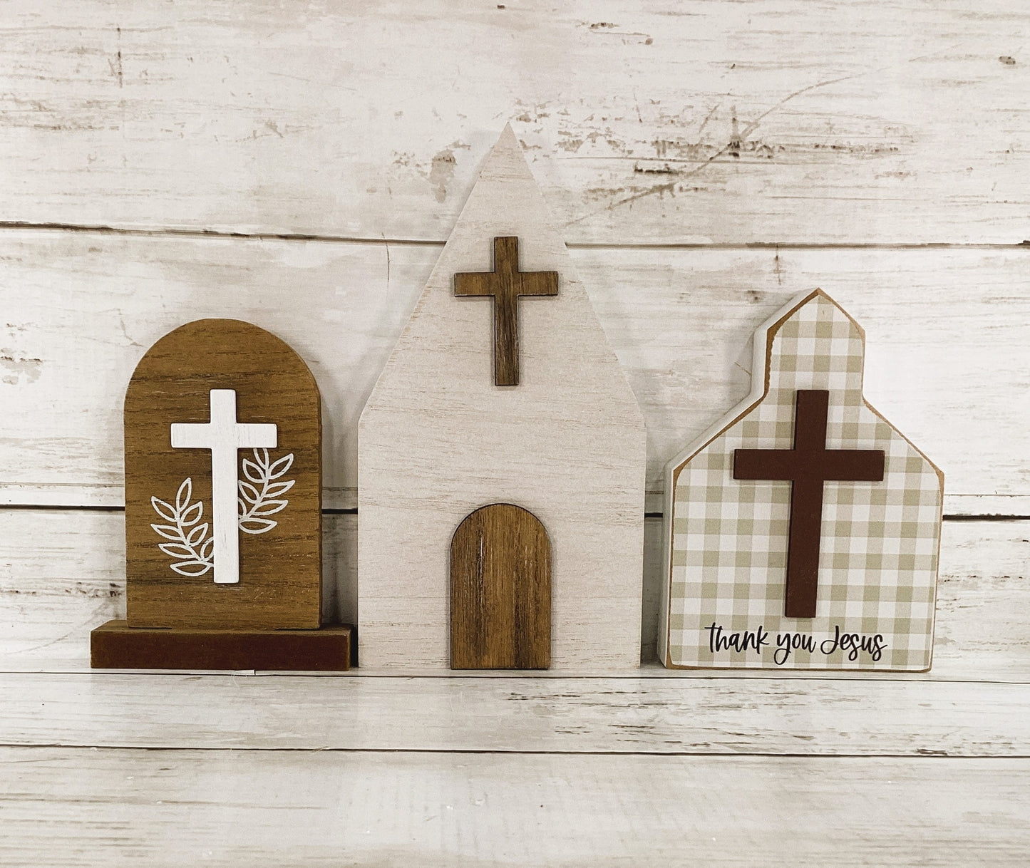Easter Decor - Resurrection Scene Jesus Lamb Church 3pc Set