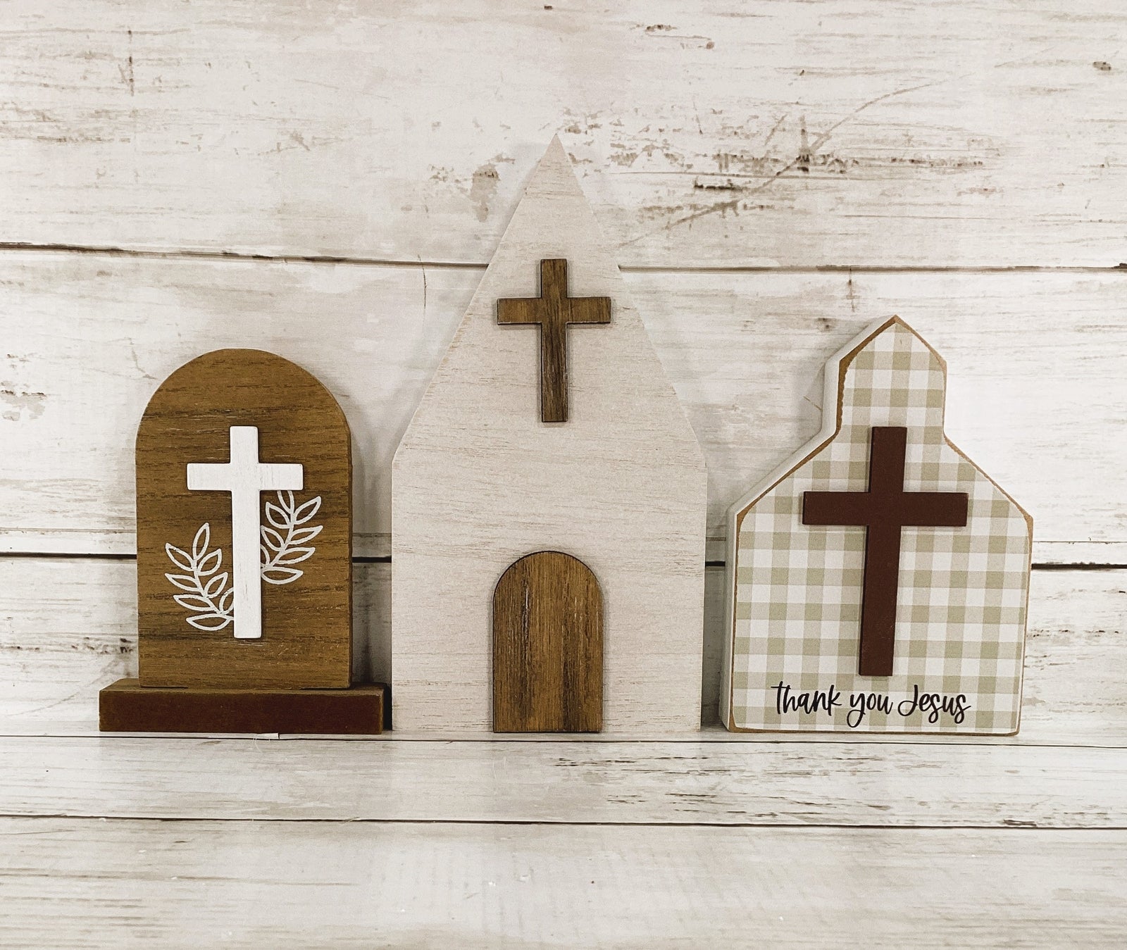 Easter Decor - Resurrection Scene Jesus Lamb Church 3pc Set