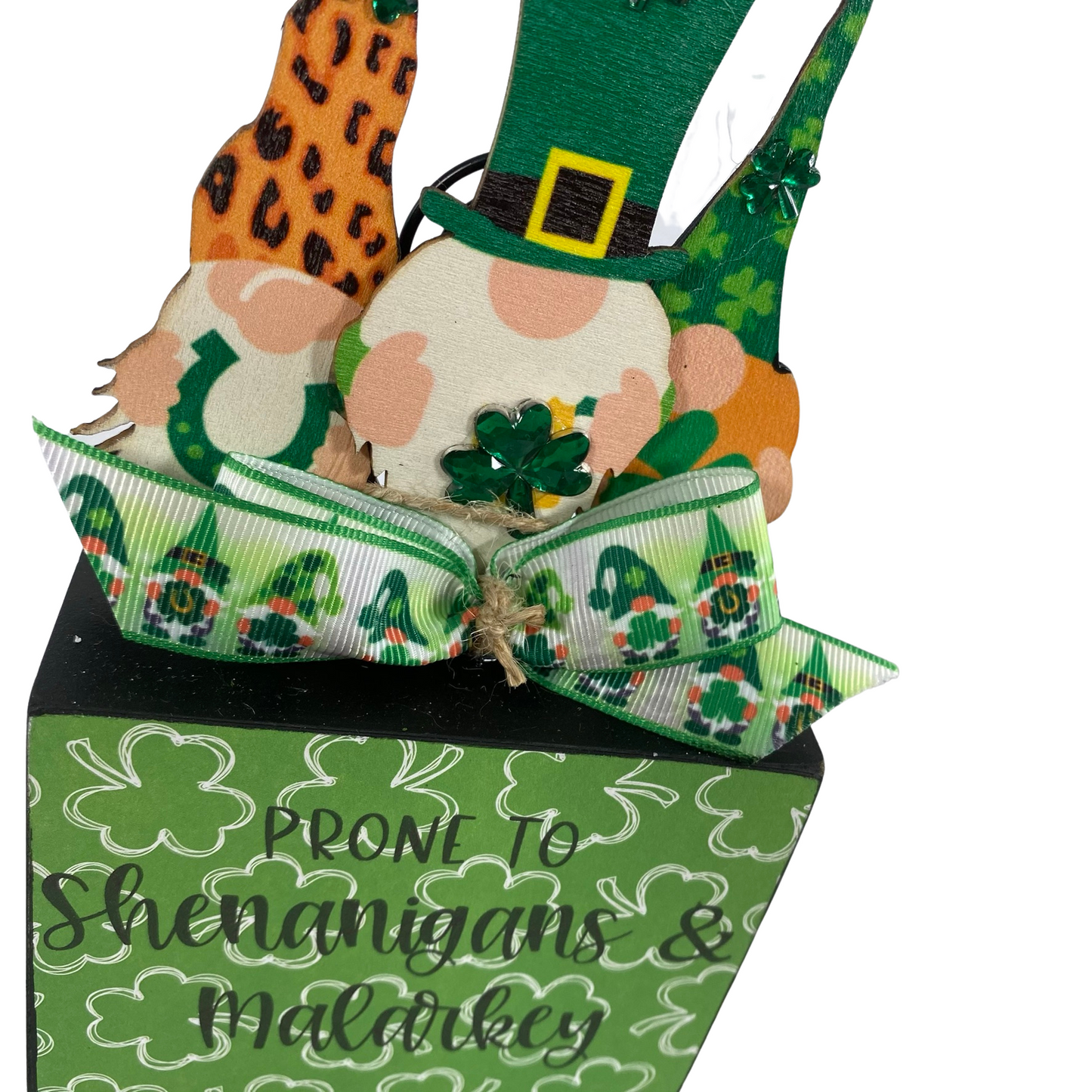 AGD St Patrick's Decor - Shenanigans Malarkey Gnomes Tiered Tray Sign