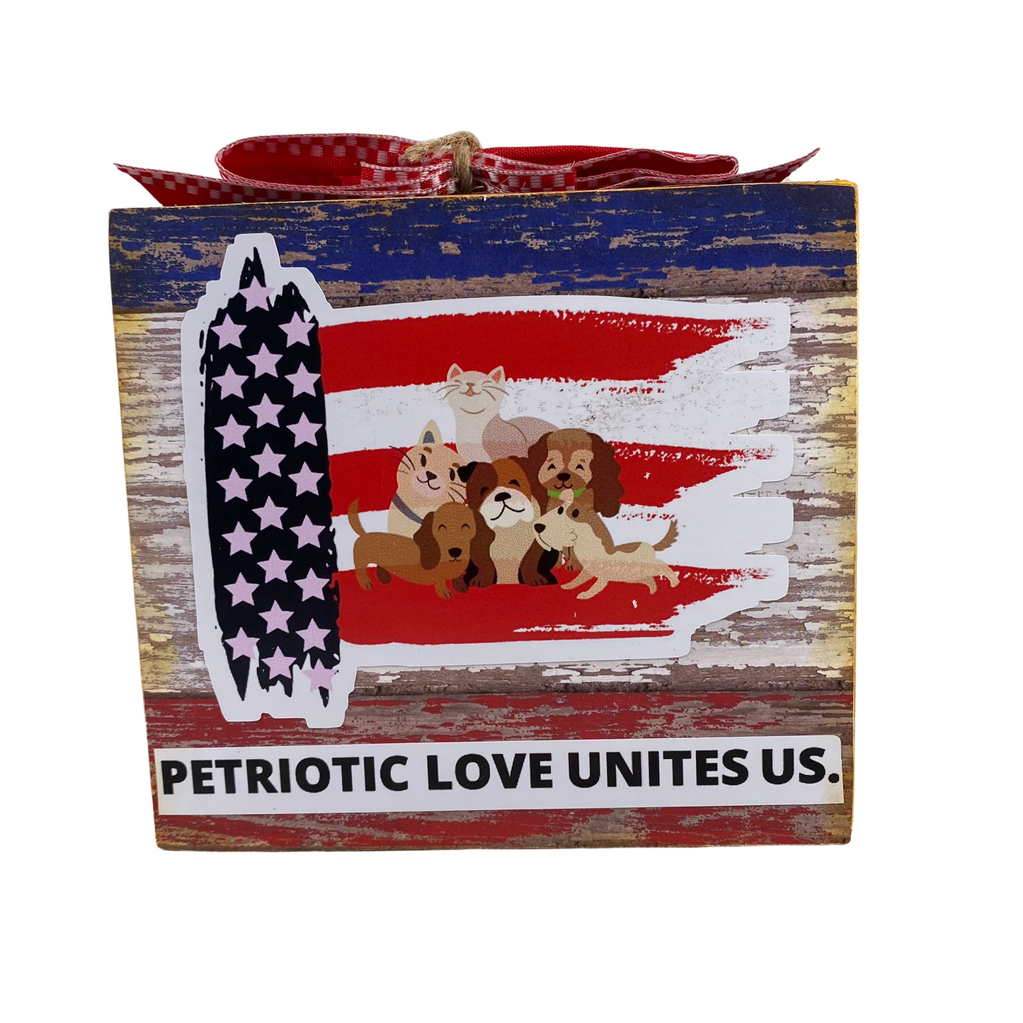 AGD Patriotic Decor - Dog Cat Pet Paws Double-Sided Box Sign