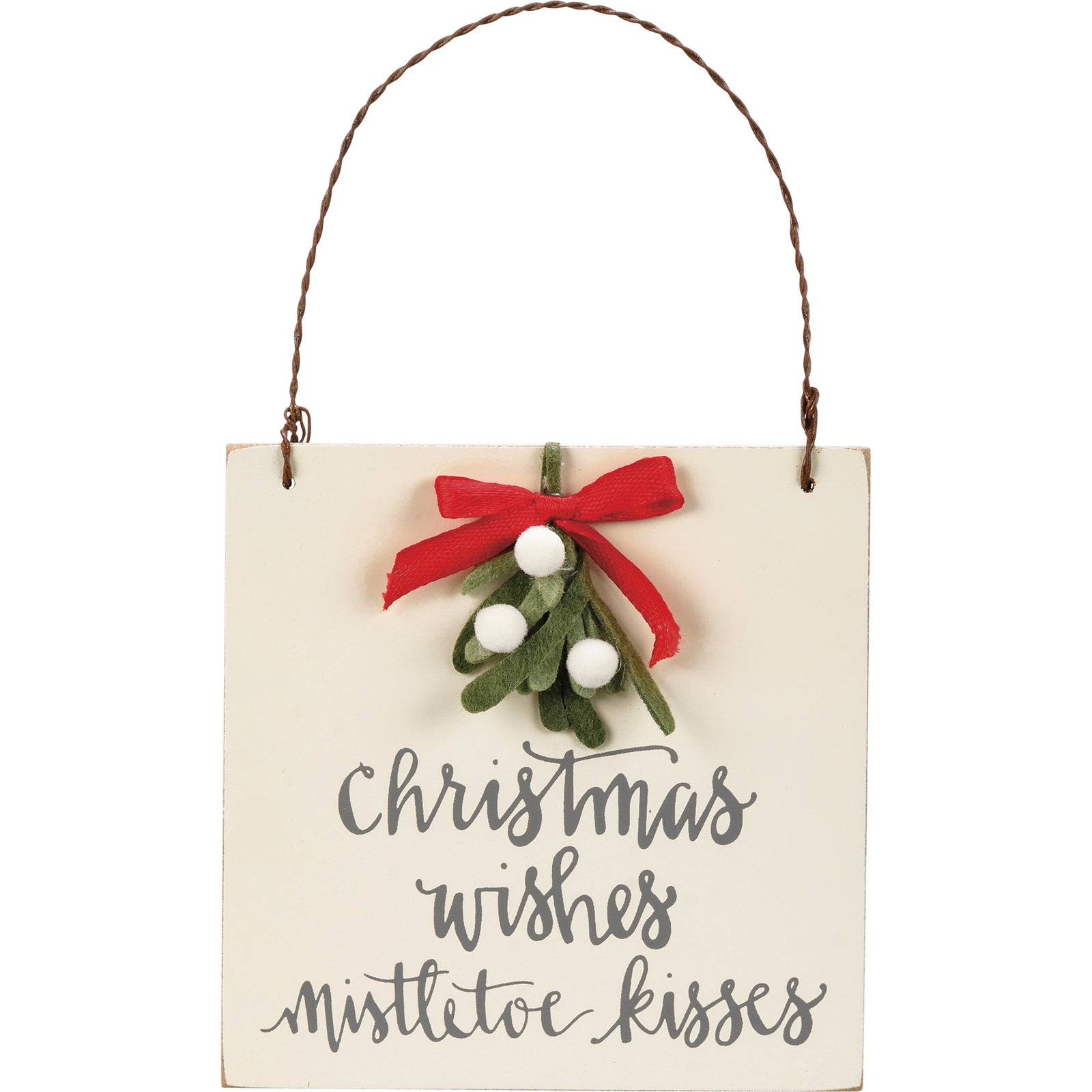 PBK Christmas Decor -  Felt Mistletoe Wishes Kisses Ornament