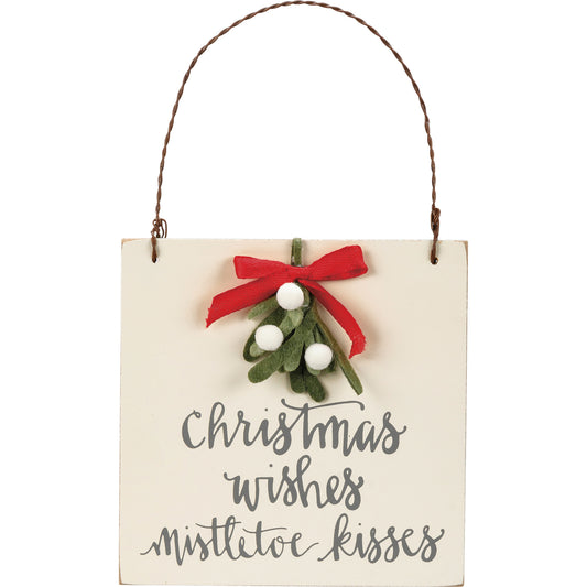 PBK Christmas Decor -  Felt Mistletoe Wishes Kisses Ornament