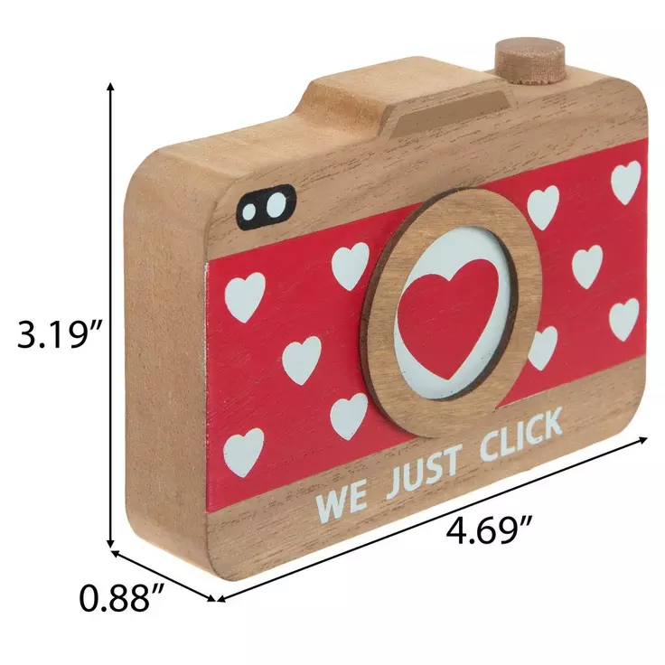 HL Valentines Decor - We Click Camera Chunky Wood Sitter