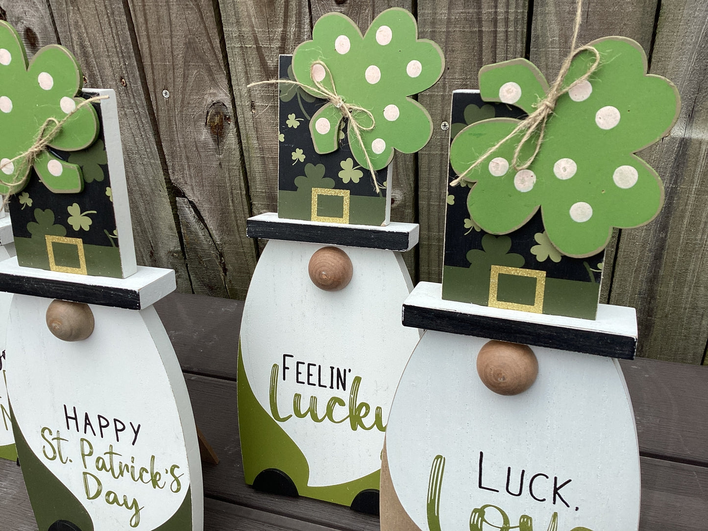 AGD St Patricks Decor - Irish Leprechaun Gnome Easel back Signs 4pc