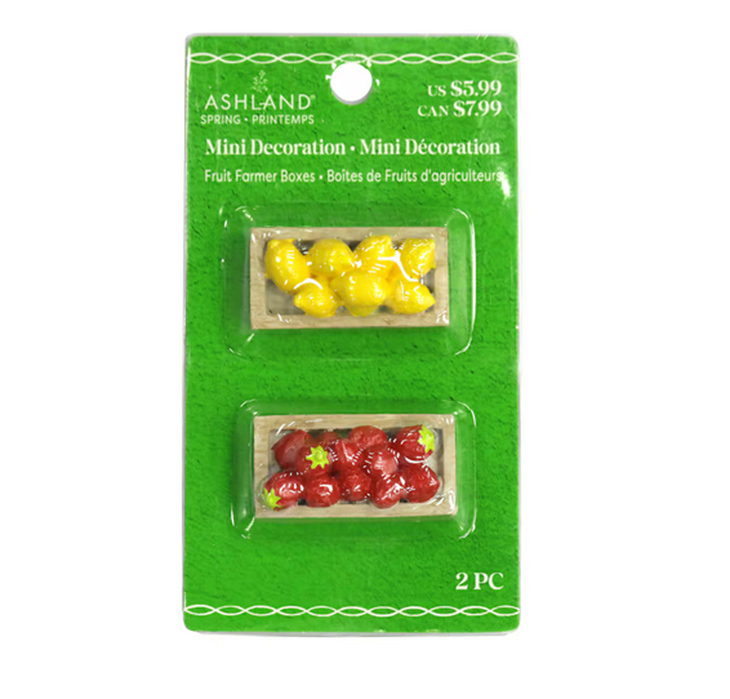 Michael's Craft Decor - Mini Resin Lemons Strawberries Fruit Crates 2pc