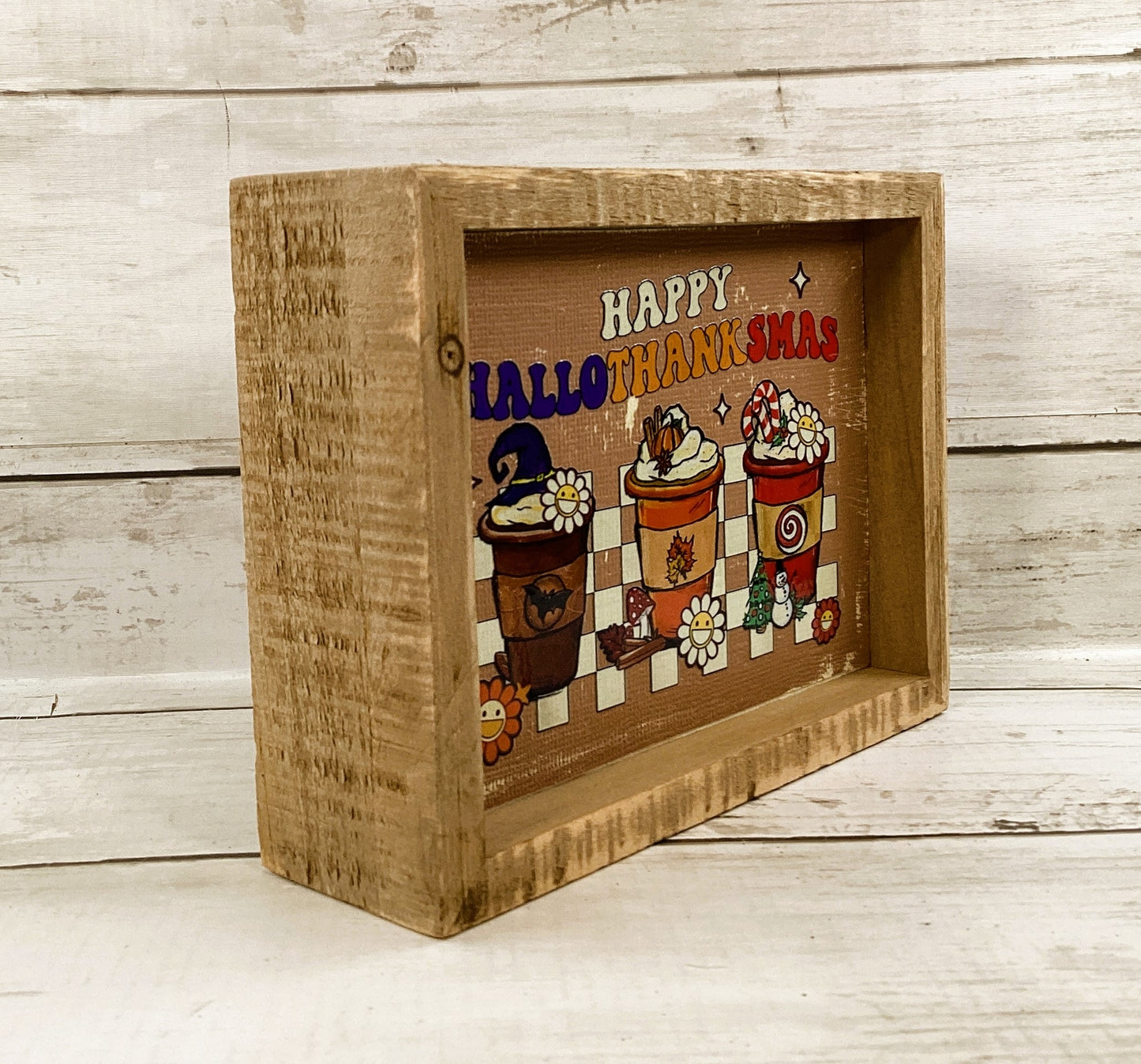 AGD Fall Decor - Latte Coffee Happy Hallothankmas Seasonal Box Sign