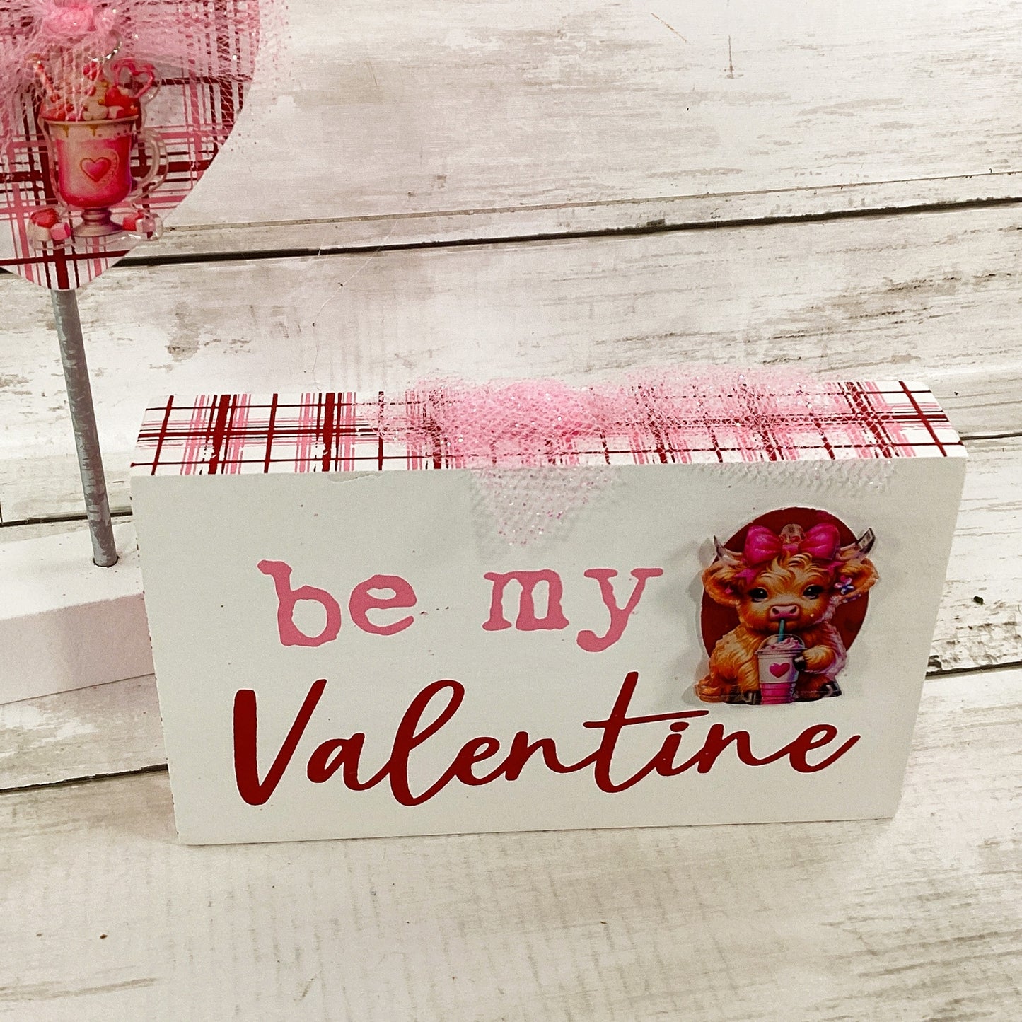 AGRD Valentines Decor - Be My Heart Highland Cow Latte Tier Tray 2pc