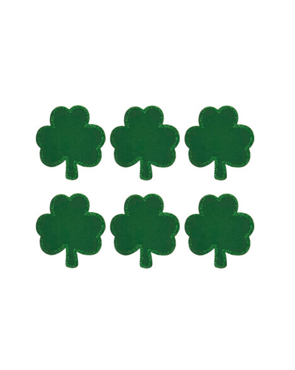 HL St Patrick's Day Decor - Green Wood Clover with Glitter 6pc Set