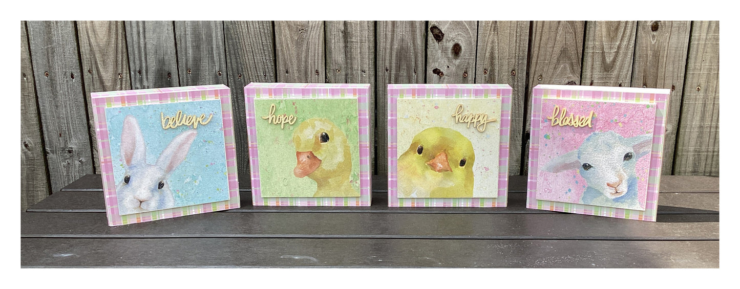 AGD Easter Decor - Spring Farm Animal Box Signs 4pc.