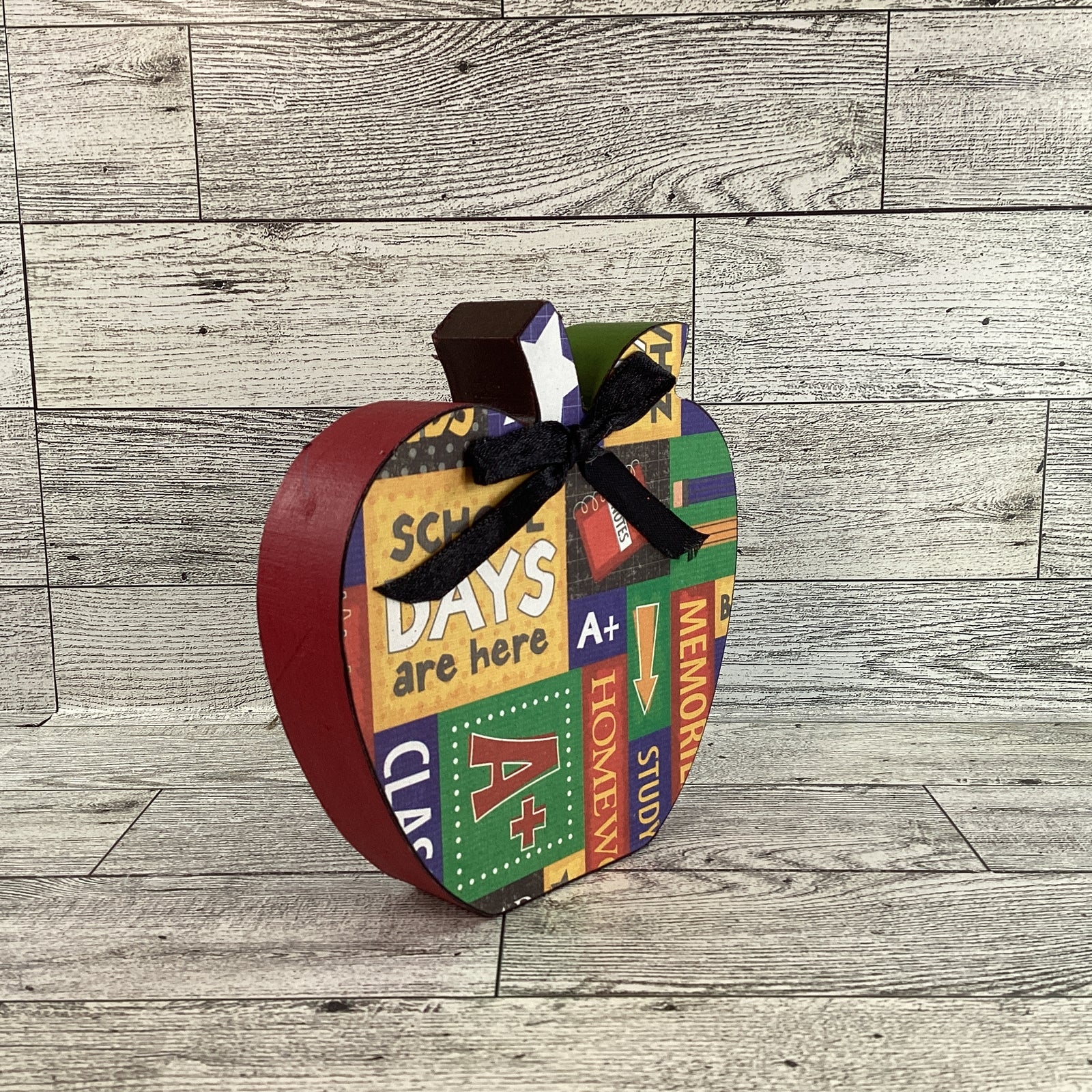 AGD Teacher Gift Decor - Love My Teacher Sign Chunky Wood Apple 2pc Set