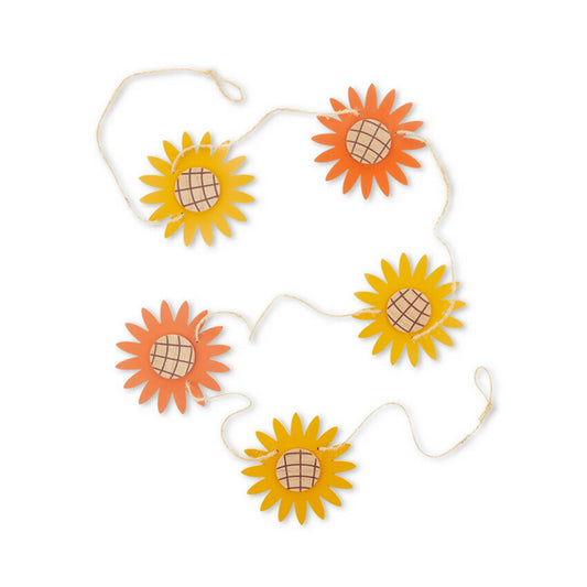 WM Fall Decor  – Farmhouse Harvest Wood Sunflower Garland  6ft.