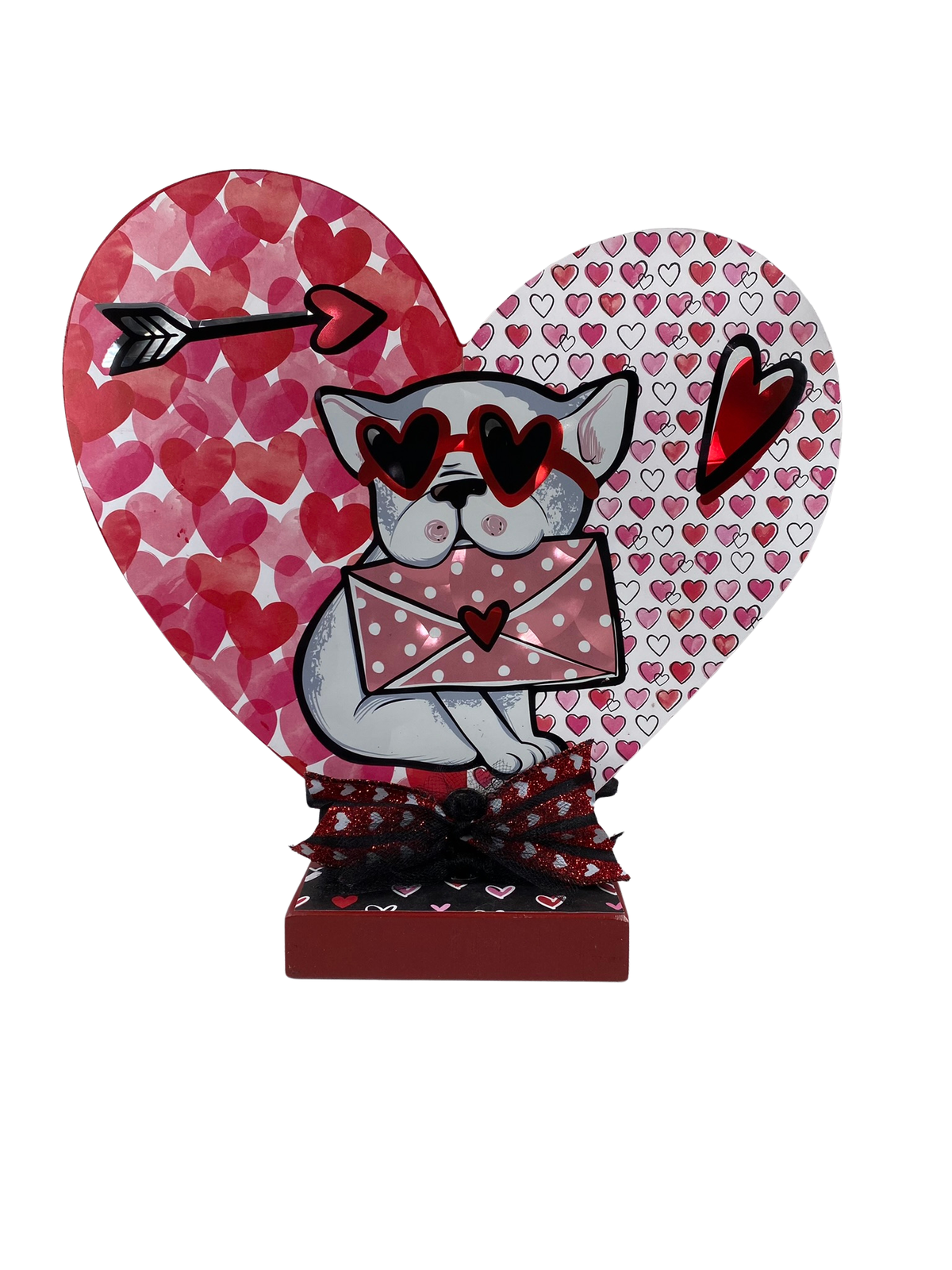 AGD Valentines Decor - Kitty Cat Puppy Dog Heart Table Sitter 12inch