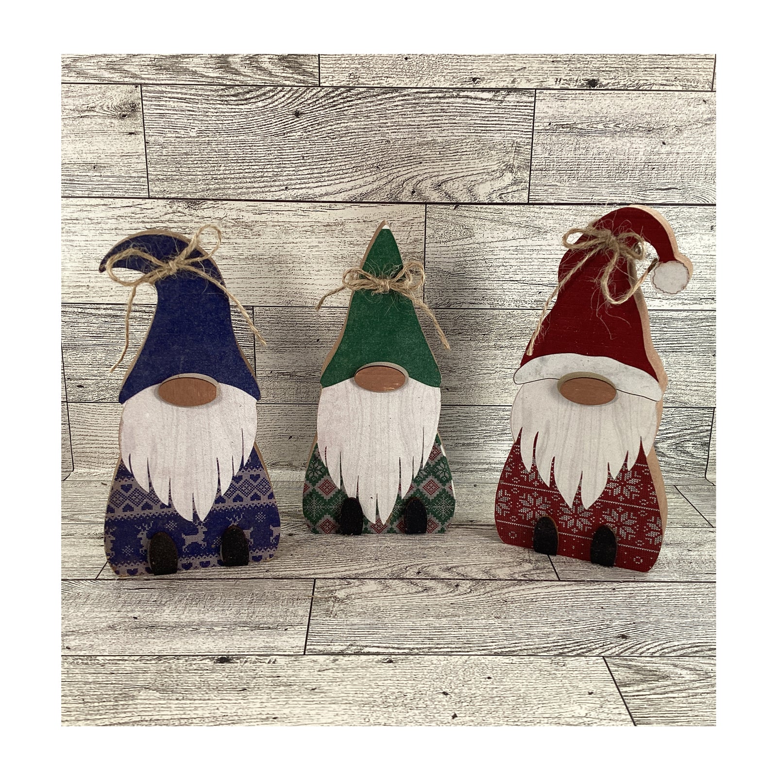 AGD Christmas Decor - Uffda Chunky Wood Gnome Sled Display 5pc