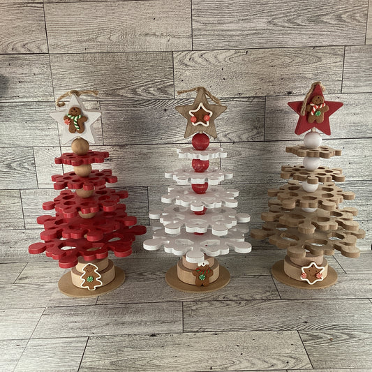 AGD Christmas Decor - Wood Snowflake Gingerbread Trees 3pc Set