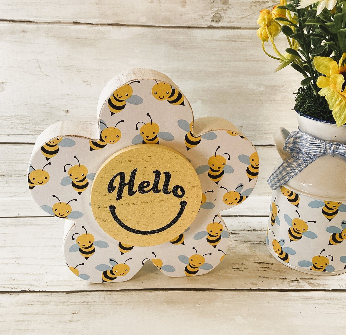 AGD Summer Decor - Hello Bee Chunky Flower and Floral Display 2pc
