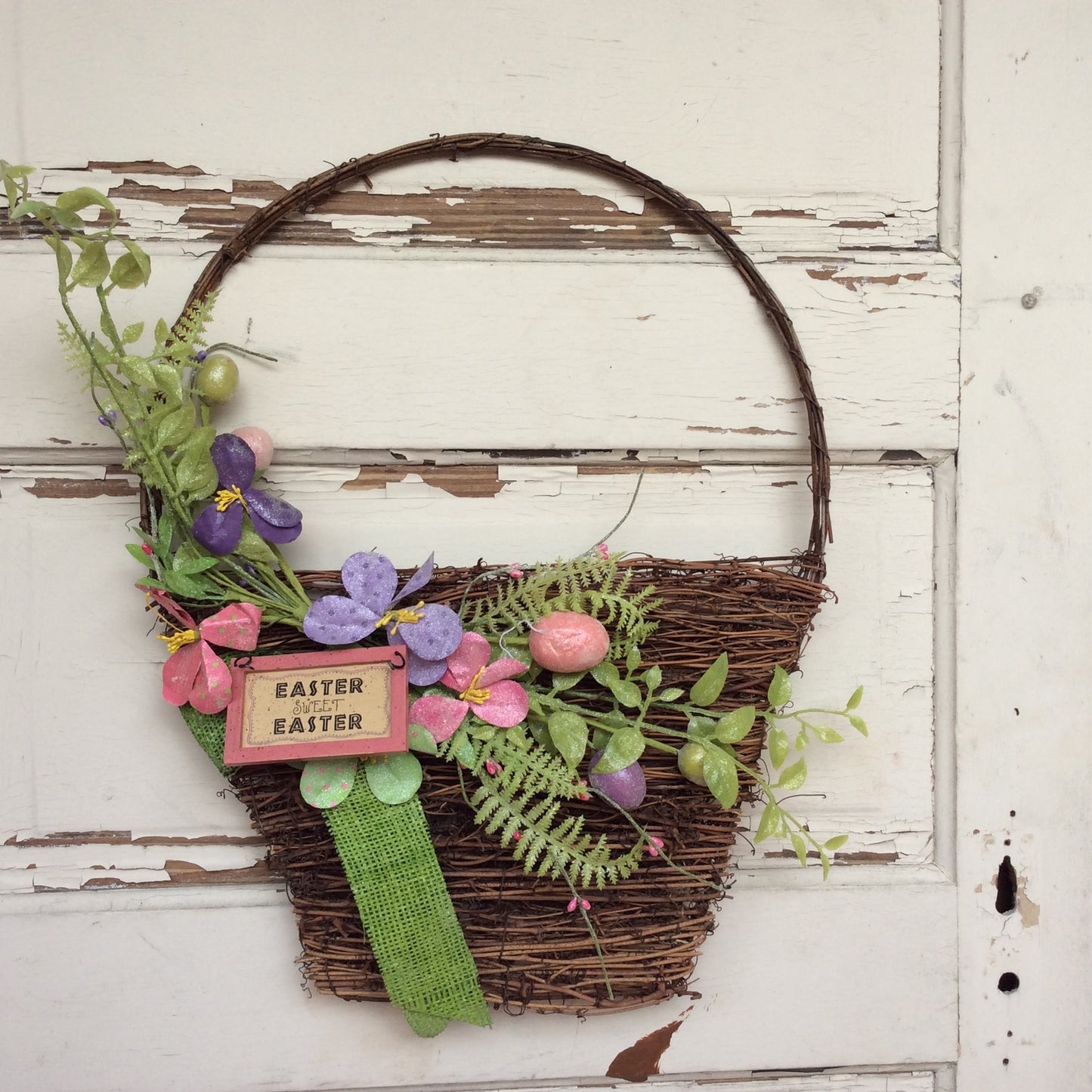 AGD Spring Easter Decor – Easter Sweet Easter Grapevine Basket Wreath