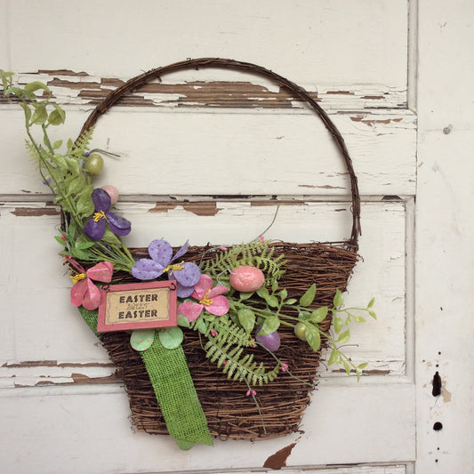AGD Spring Easter Decor – Easter Sweet Easter Grapevine Basket Wreath