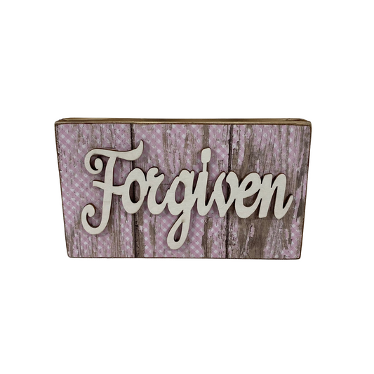 AGD Easter Decor - Forgiven Rejoice Reversible Block Sign