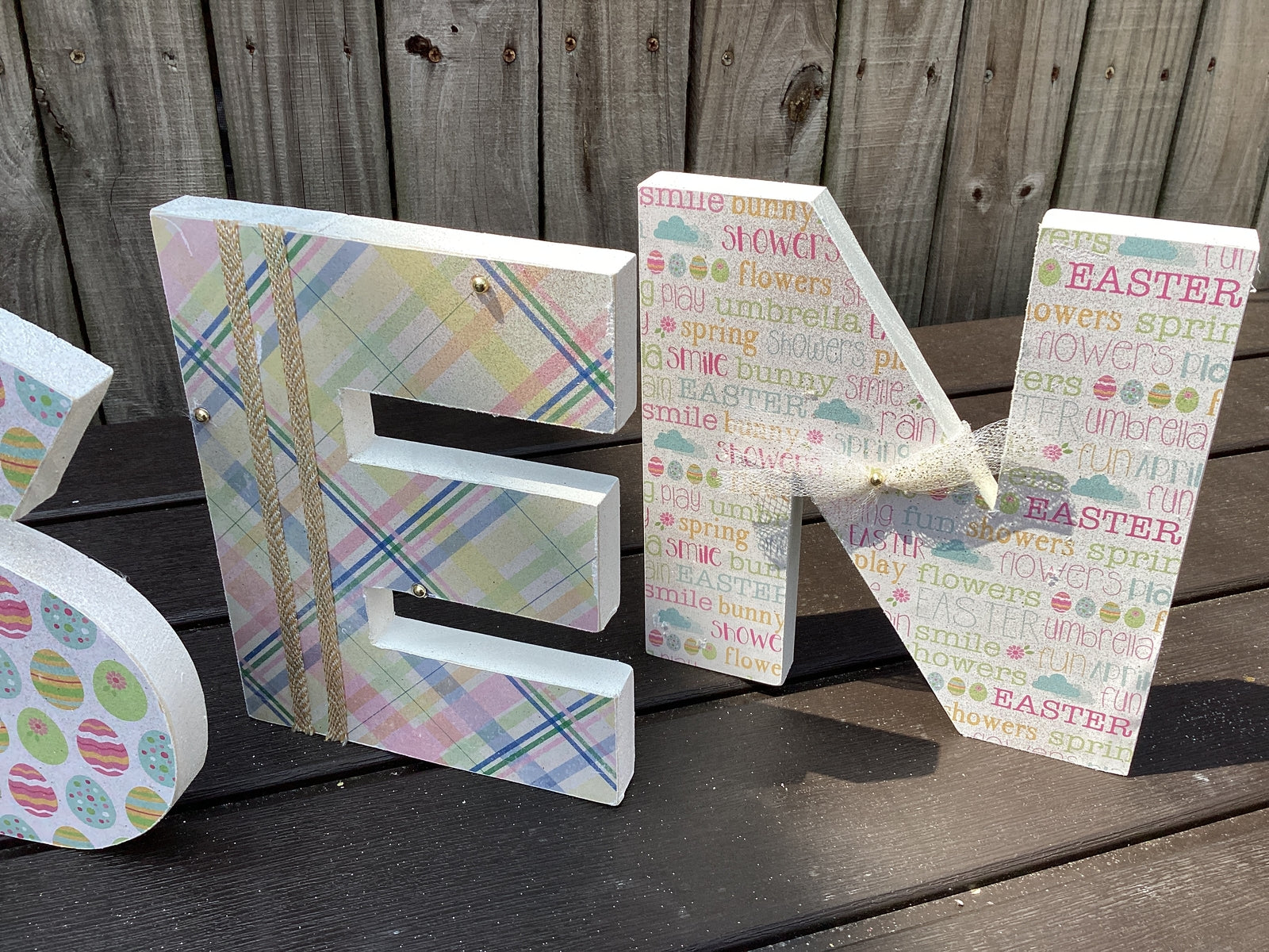 AGD Easter Decor - Chunky Wood RISEN Letter Word Tabletop Display
