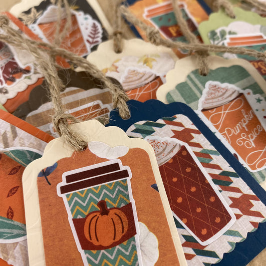 AGD Holiday Decor - Fall Christmas Coffee Themed Paper Tags 24pc Set