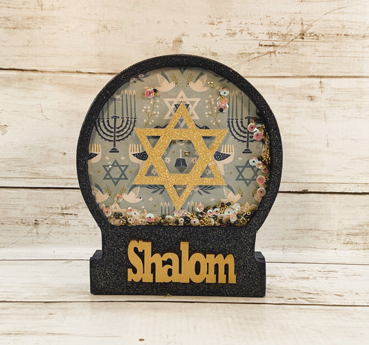 AGD Jewish Decor - Hanukkah Star of David Shalom Snowglobe