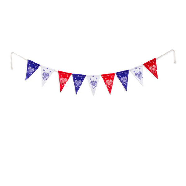 Darice Patriotic 4th of July Decor - Red White Blue Paisley Pennant Garland