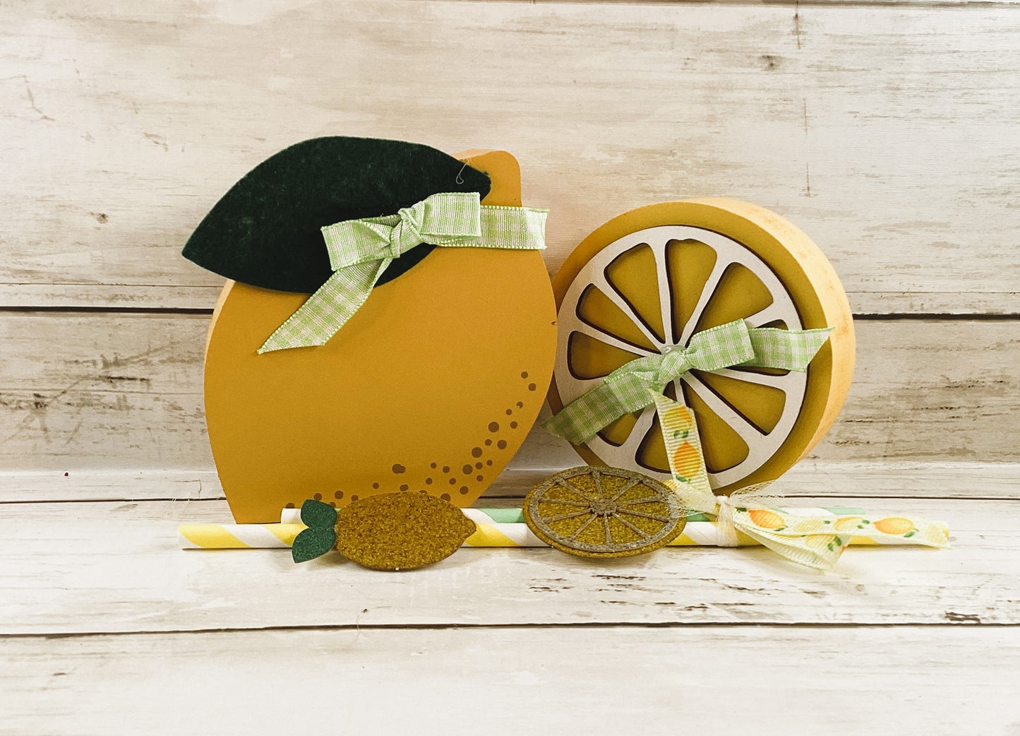 Summer Decor - Chunky Lemon Booth Stand Tier Tray 4pc Set