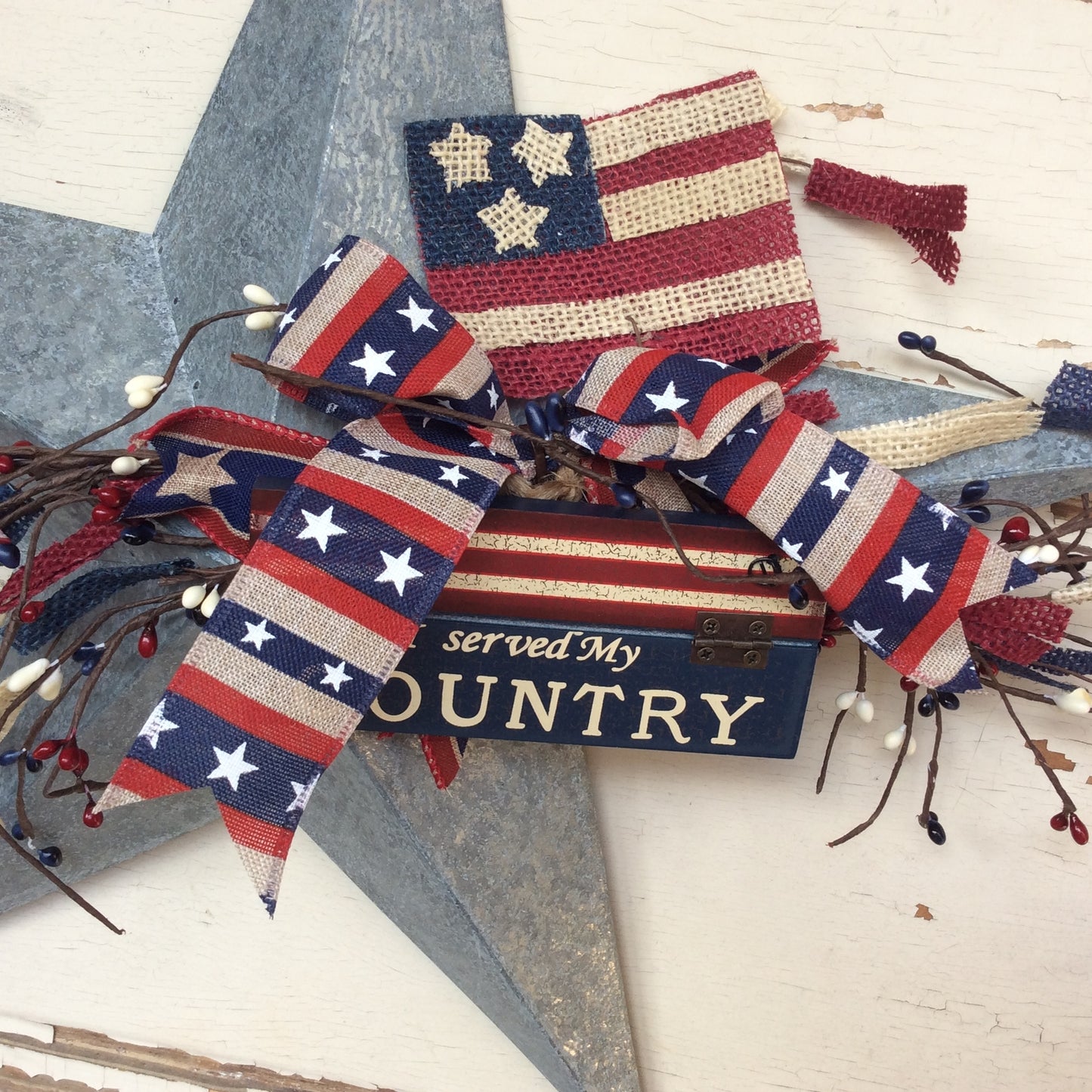 AGD Patriotic Decor - Served My Country Veteran Prim Galvanized 3-D Star