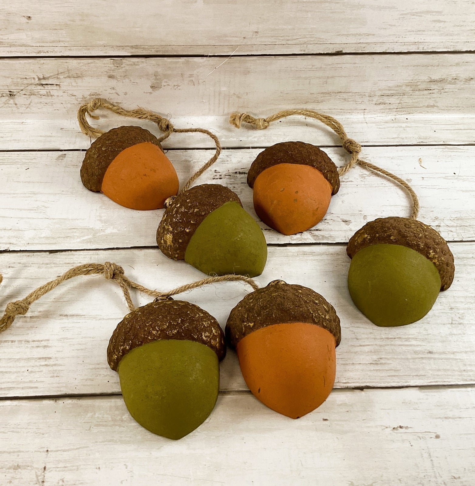 Fall Decor - Autumn Wood Acorns Ornaments 3pc Set