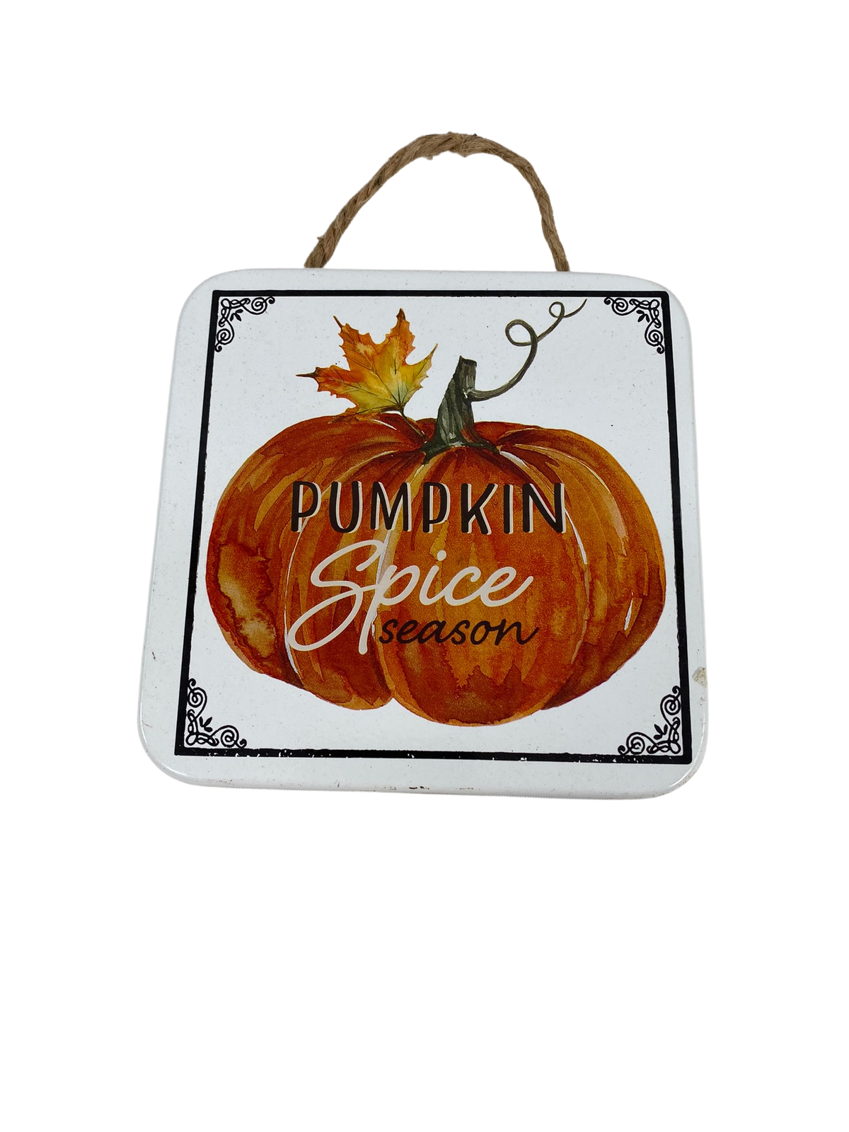 WM Fall Decor - Pumpkin Spice Autumn Leaves Small Metal Signs 2pc
