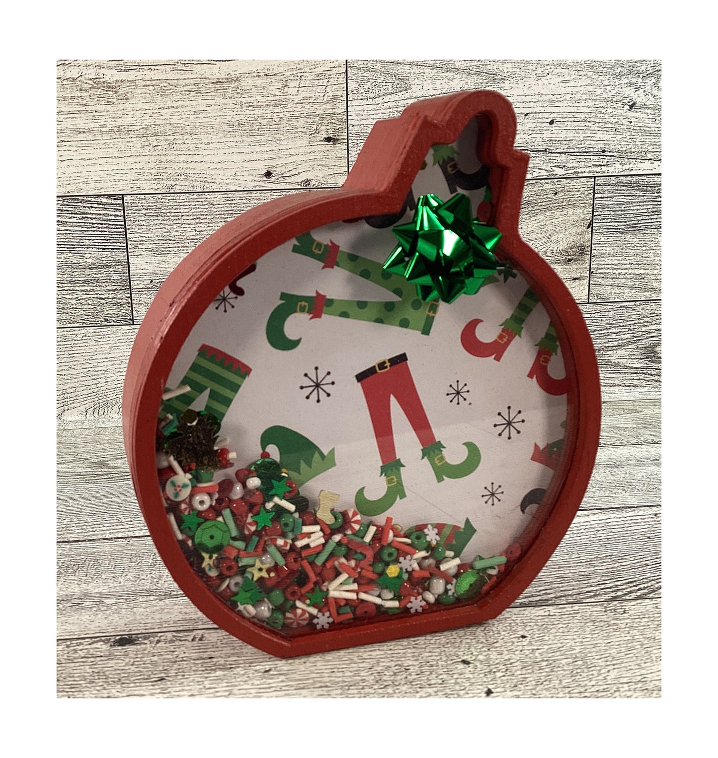 AGD Christmas Decor - Ornament Elf Elves Legs Chunky Wood Snow Shaker