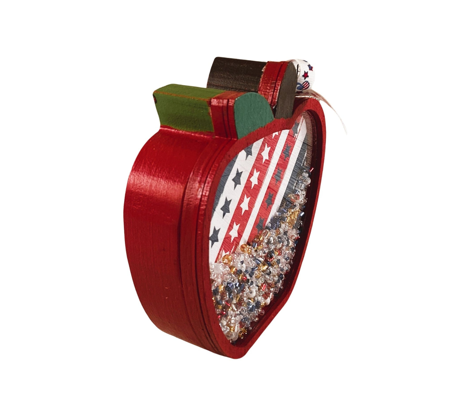 AGD Patriotic Decor - Red White Blue July 4th Apple Wood Shaker Sitter