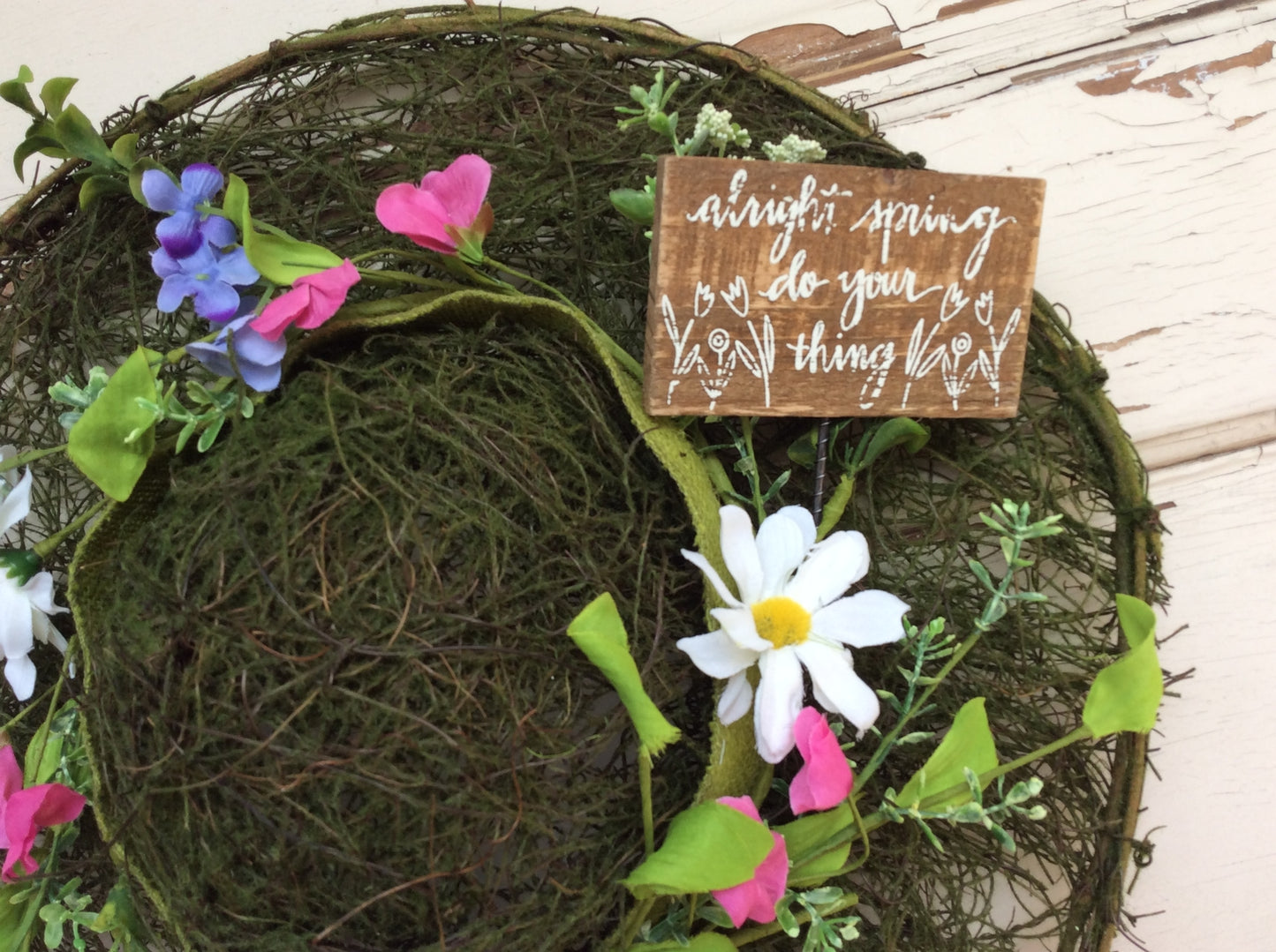 AGD Spring Decor - Spring Do Your Thing Grapevine Twig Flower Bonnet Hat Wreath