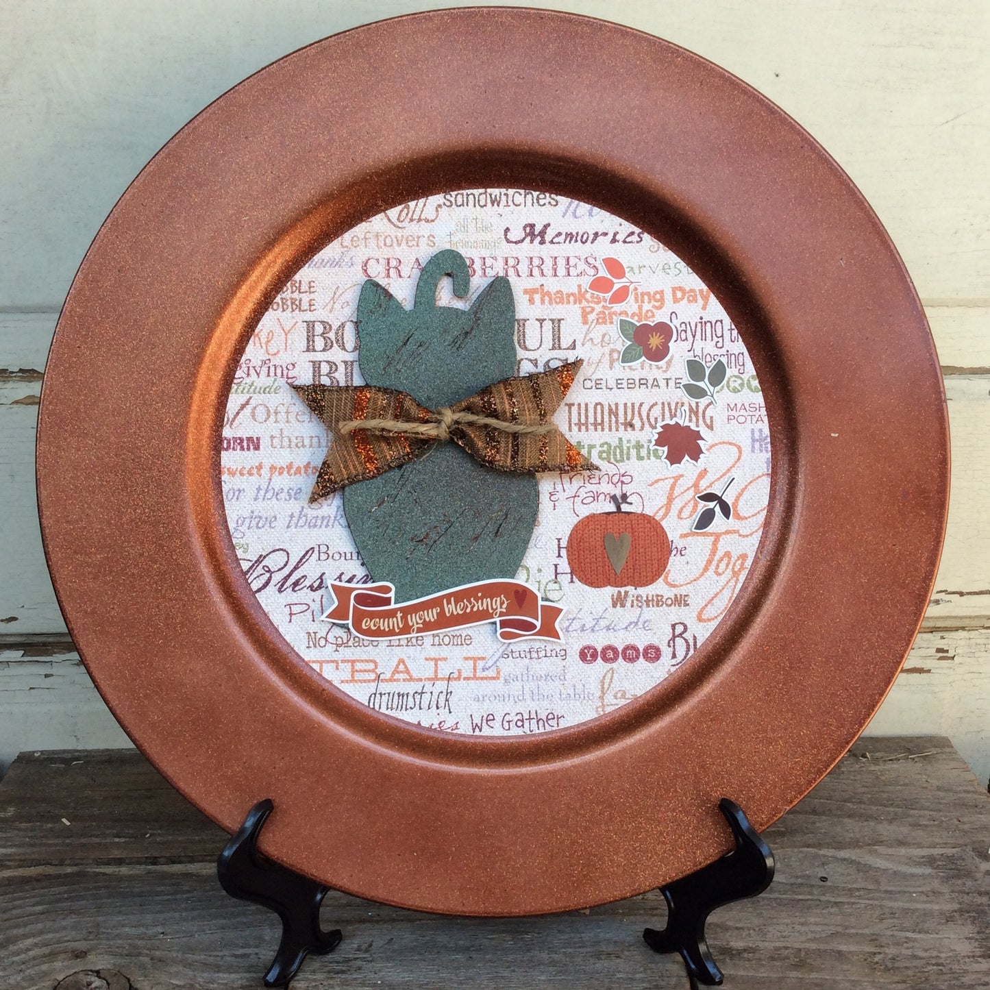 AGD Fall Decor - Count Blessings Cat Decorative Plate