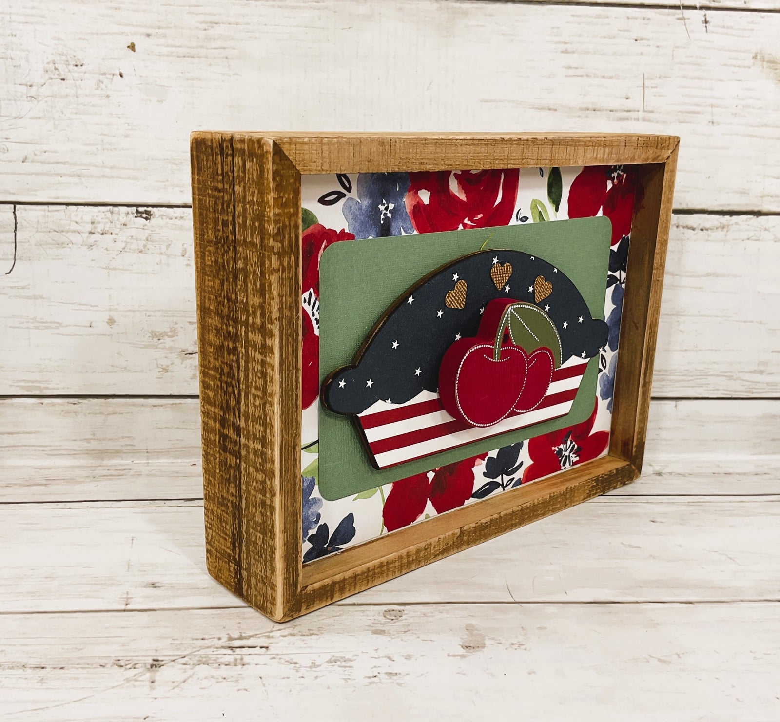 AGD Patriotic Decor - Red White Blue American Cherry Pie Box Sign