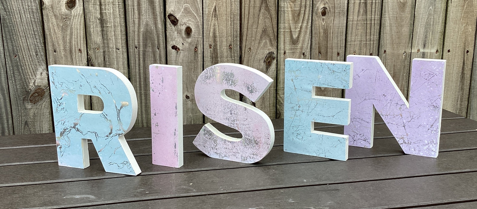 AGD Easter Decor - Chunky Wood RISEN Letter Word Tabletop Display