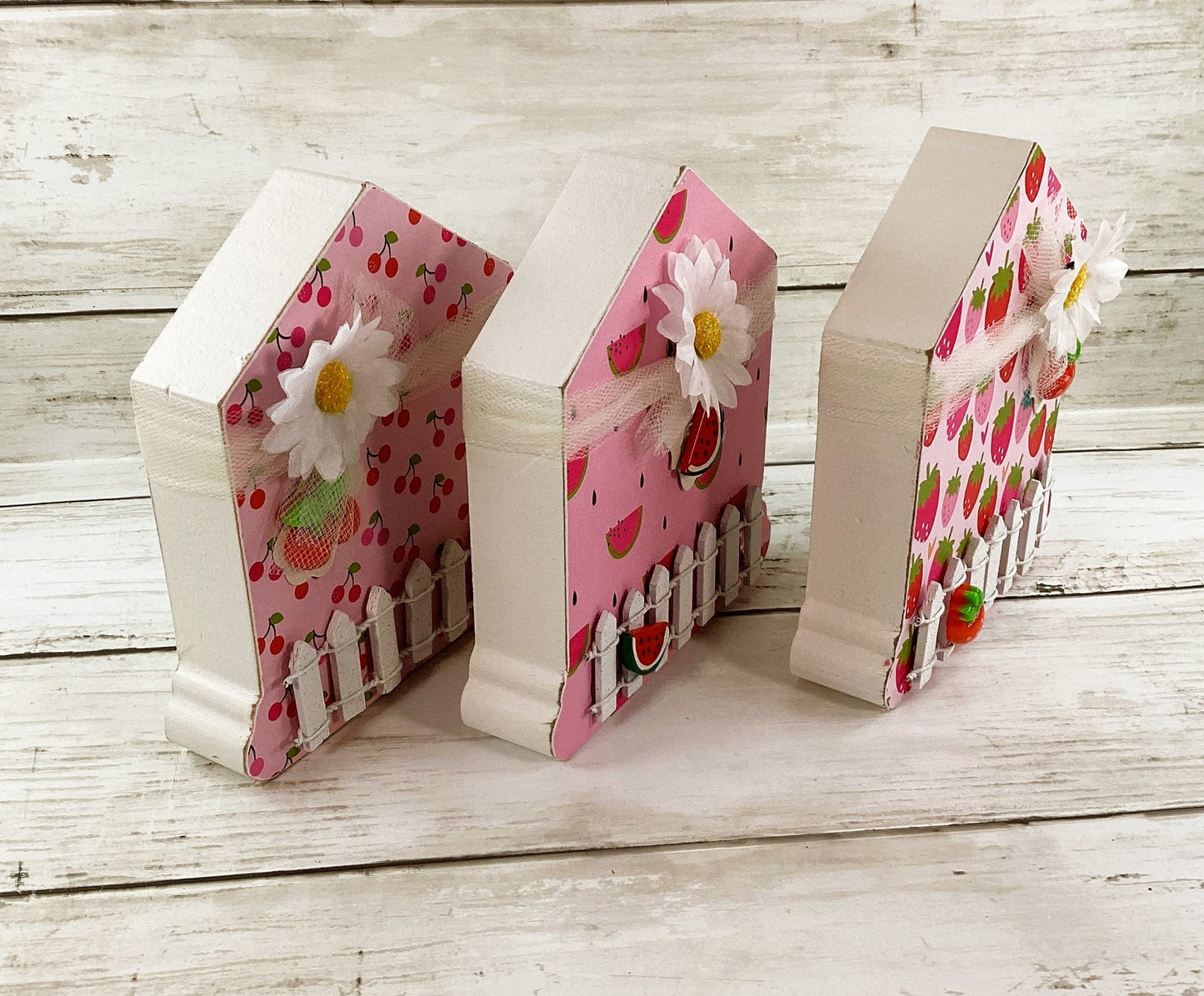 AGD Spring Decor - Strawberry Cherry Watermelon Chunky House 3pc Set