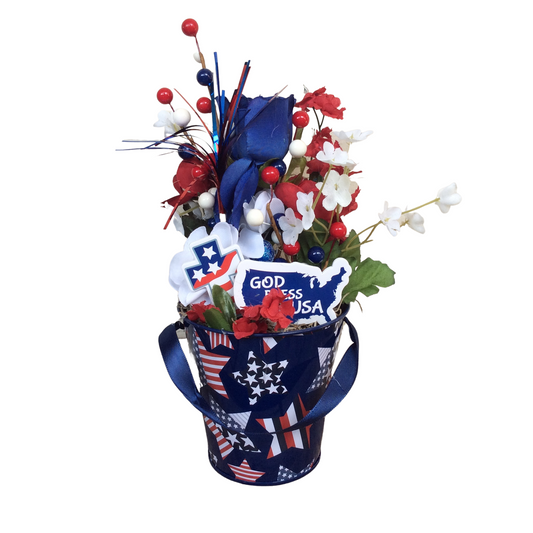 AGD Patriotic Decor - God Bless America Cross Small Floral Centerpiece