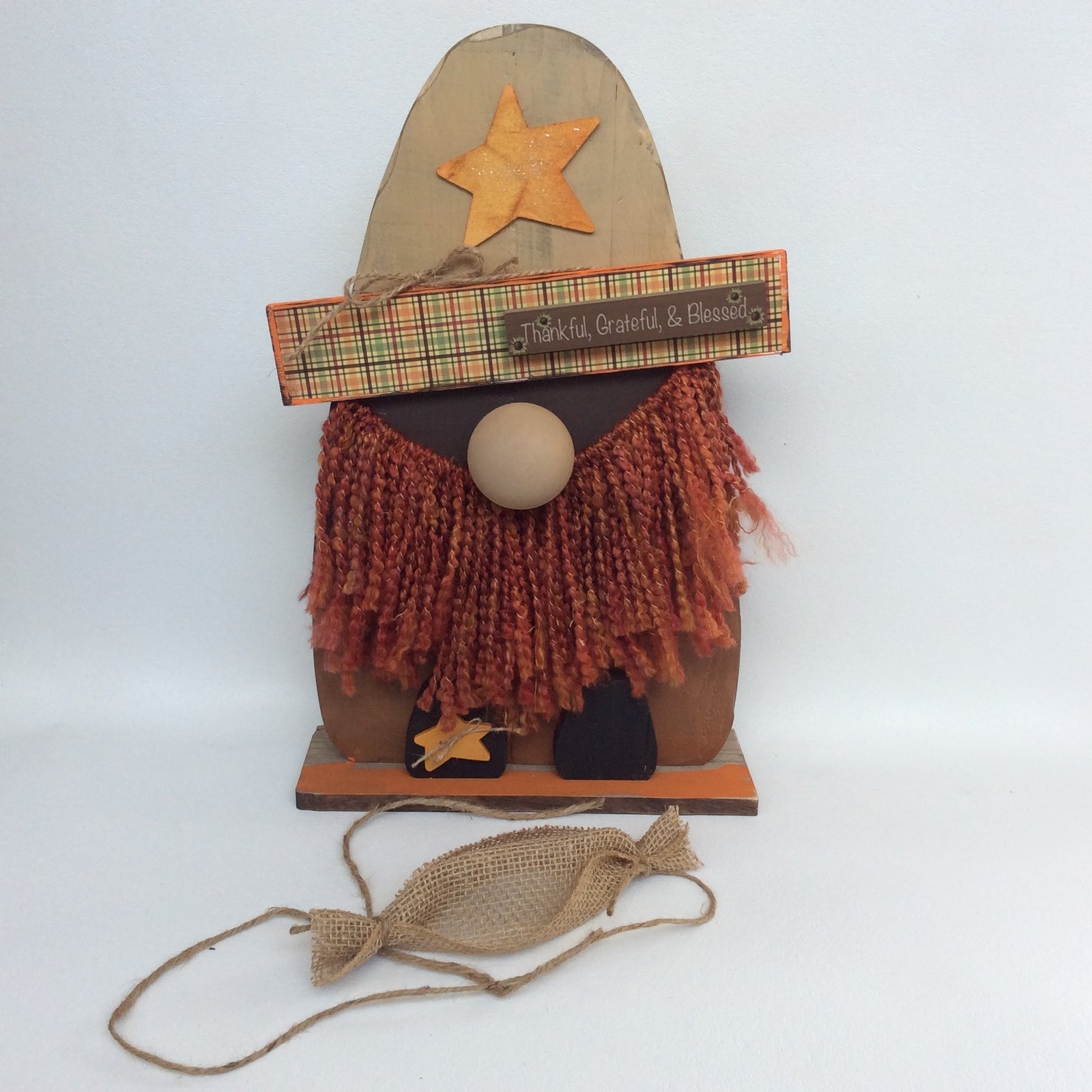 AGD Fall Decor -  Colonel Covvid Thankful Grateful Candy Corn Gnome