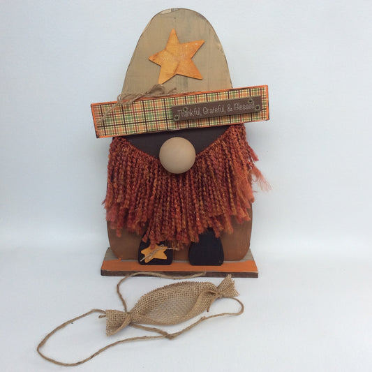 AGD Fall Decor -  Colonel Covvid Thankful Grateful Candy Corn Gnome