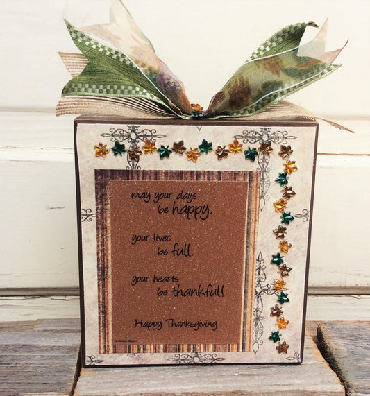 AG Designs Fall Decor - Prim Wood Box Sign Happy Thanksgivng Poem #7-7/04