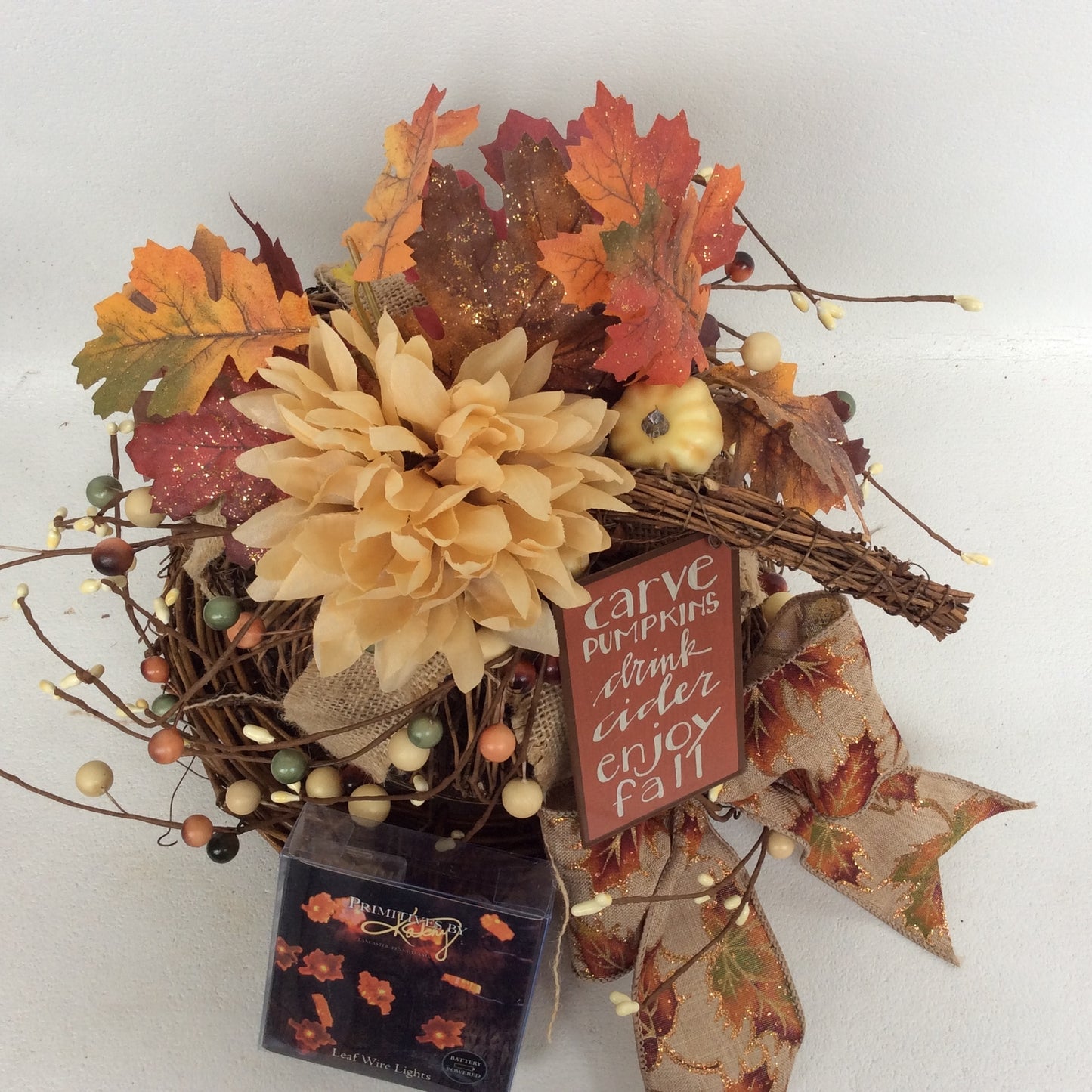 AGD Fall Decor-  Gather & Harvest Floral Grapevine Pumpkin Display