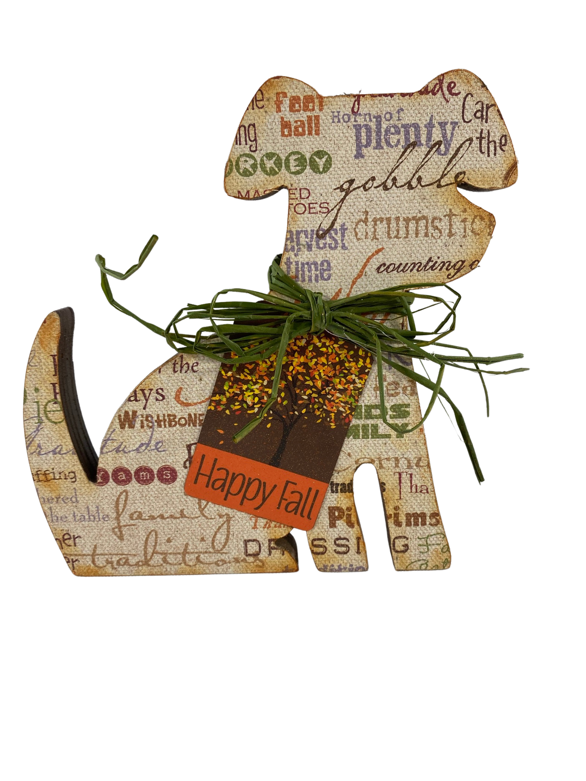 AGD Fall Decor - Happy Fall Welcome Autumn Wood Cat Dog 2pc Set