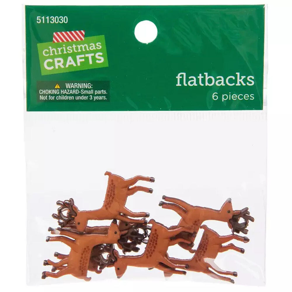 HL  Christmas Craft Supply -  Reindeer Flatback Button Embellishments 6pc