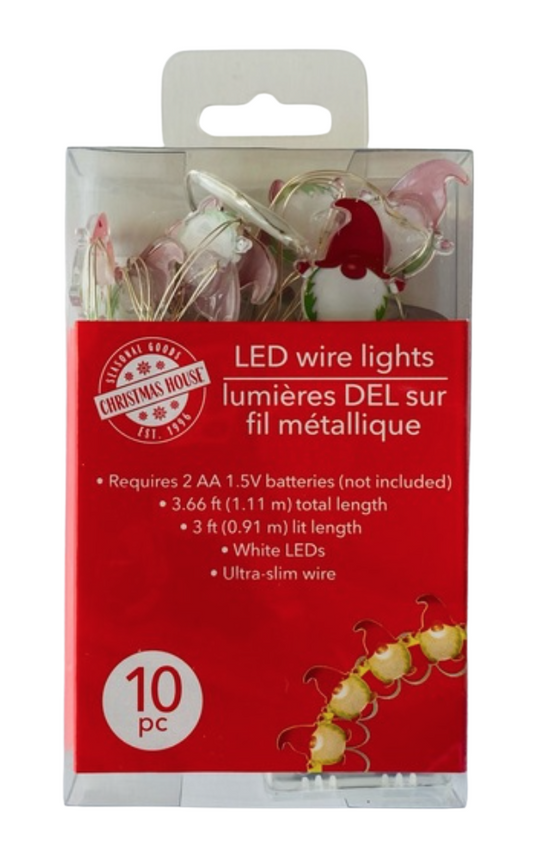 DT Christmas Decor - Santa Gnome LED Micro Lights Battery Operated