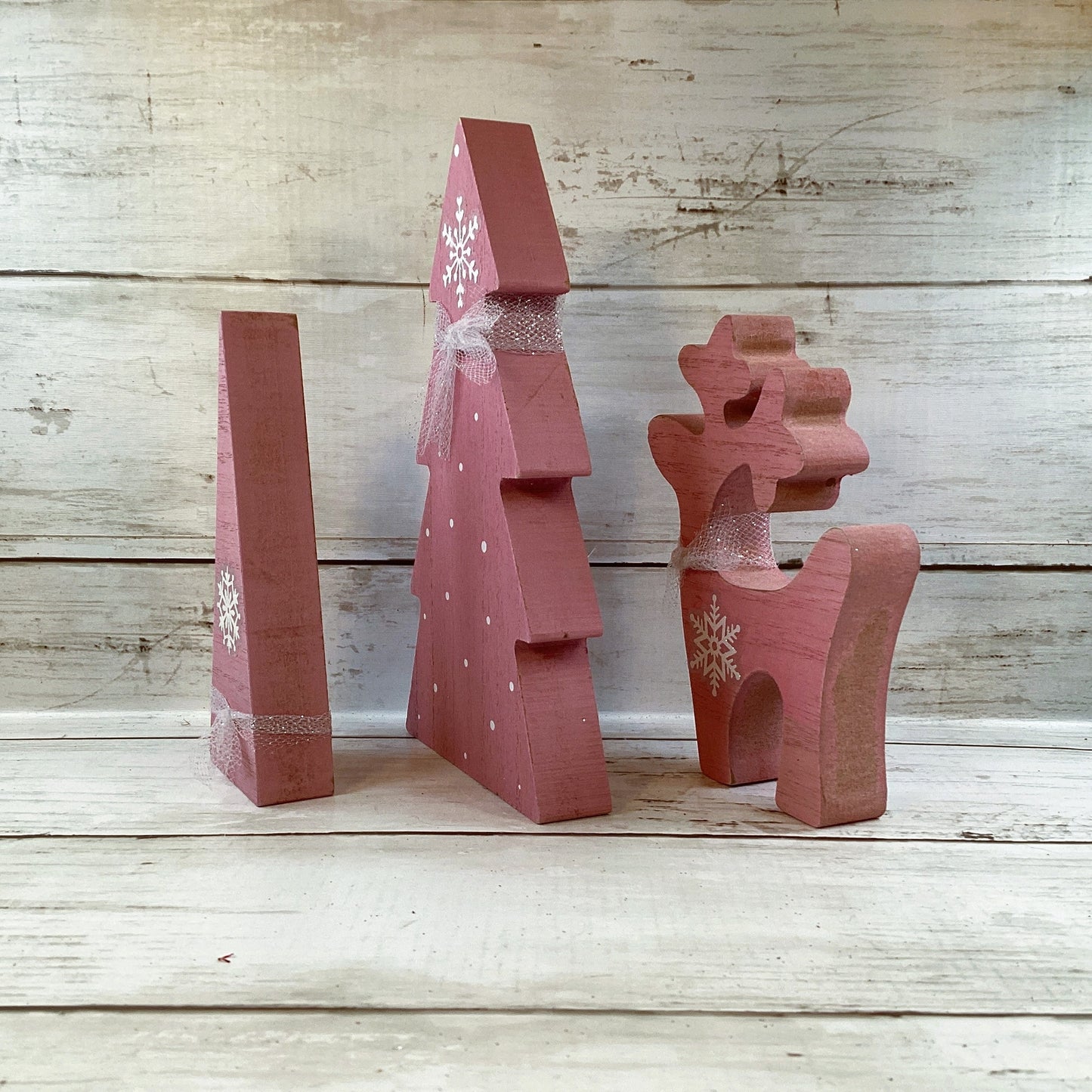 AGD Christmas Decor - Merry Retro Mid Century Pastel Deer Tree 3pc