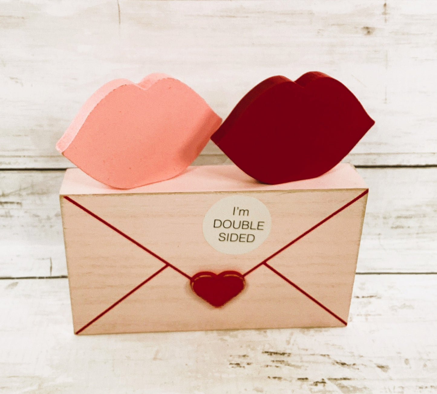 Adams Valentines Decor - Lips Letter Reversible Chunky Wood 3pc