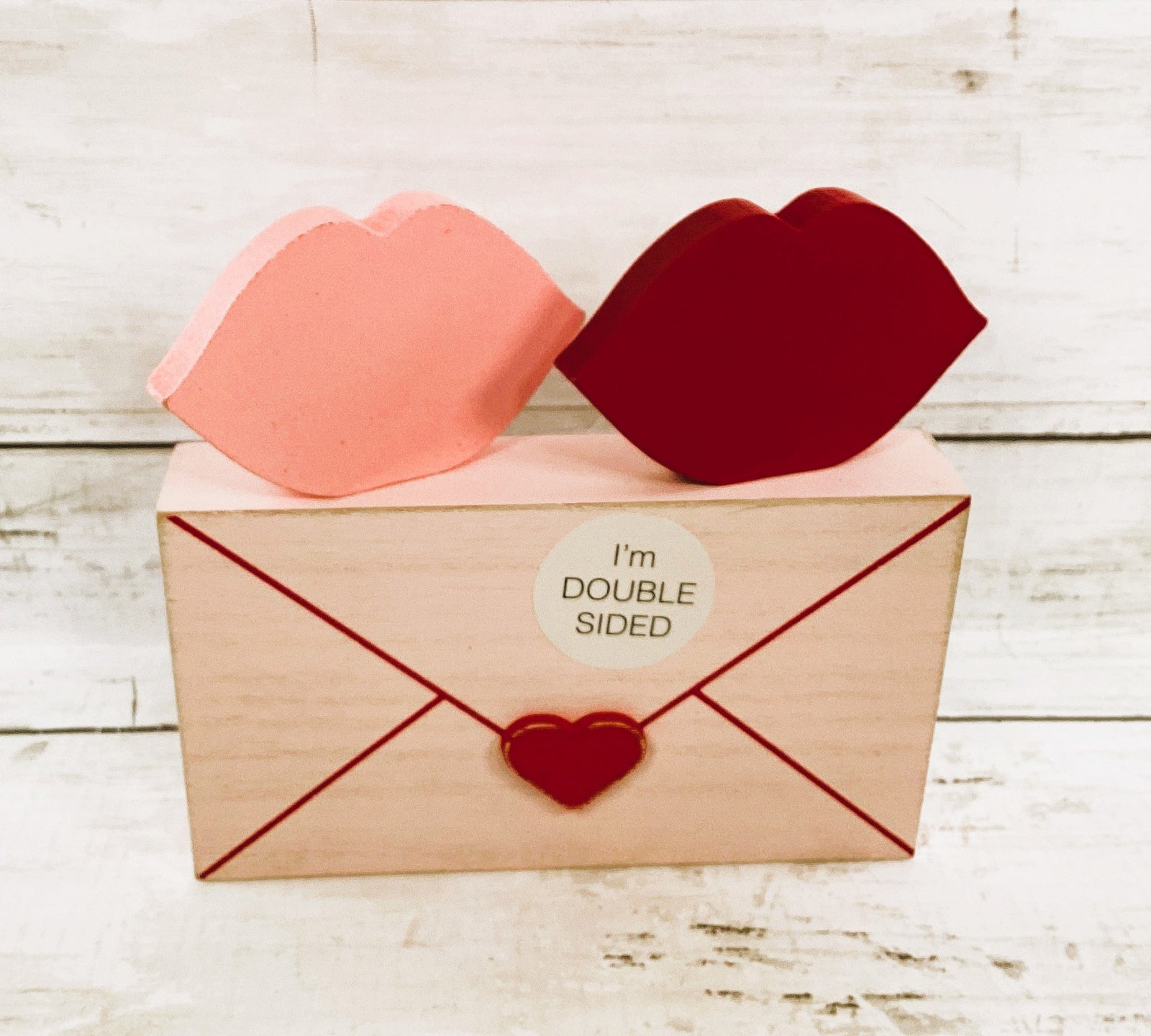 Adams Valentines Decor - Lips Letter Reversible Chunky Wood 3pc